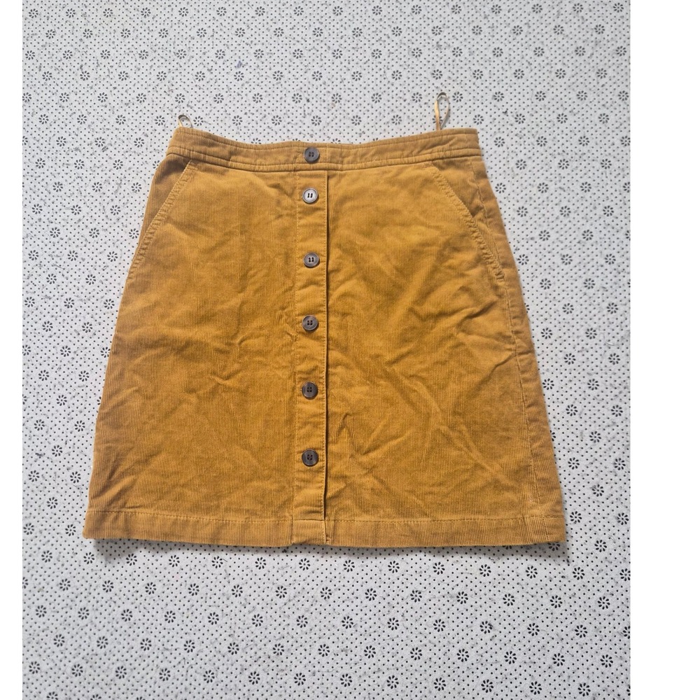 J.Crew Mustard Yellow Corduroy Button Front Mini Skirt Size 2 Ochre A-Line